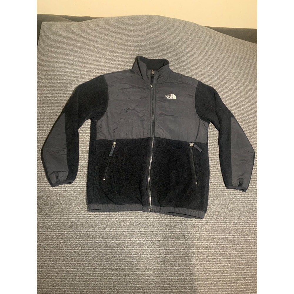 The North Face Boys Black Grey Full Zip Polartec Fleece Jacket Size XL